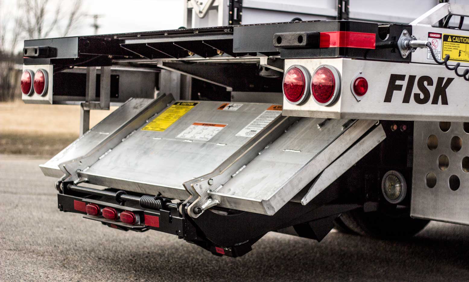 Folded lift on a propane service truck