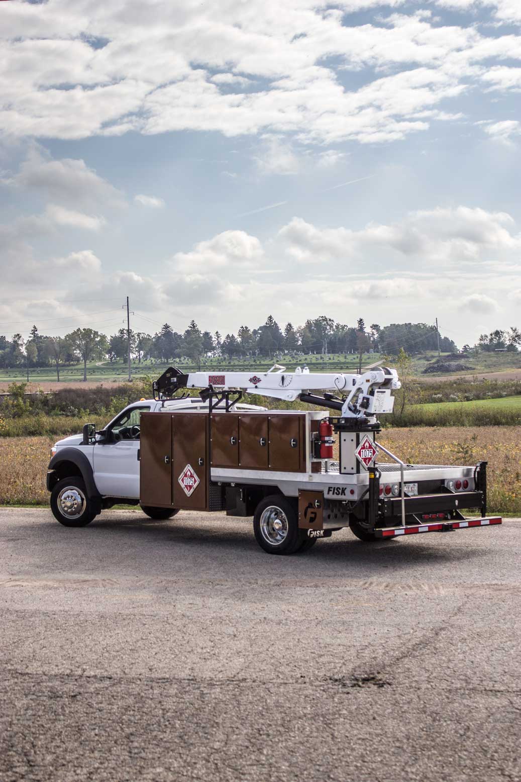 Left rear view of a propane service truck