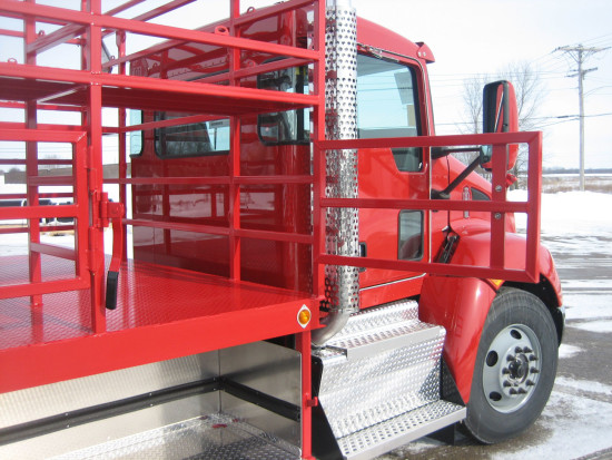 Red custom propane service truck