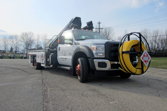 Front of a custom propane service truck