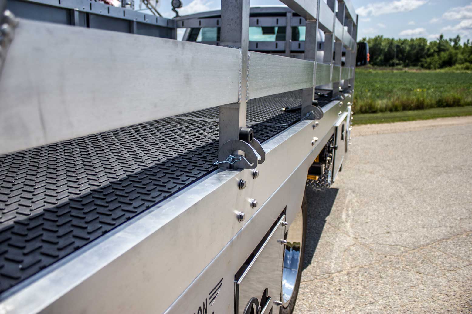 Side view of a service truck bed