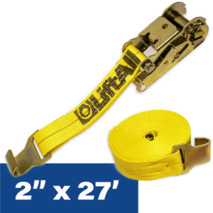 2″ x 27′ flat hook ratchet strap